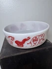 Vintage Milk Glass Children's Childs Circus Animals Bowl- Hazel Atlas 1950's