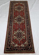 3x8 Hand Knotted Afghan Runner Rug Red Geometric Medallion Wool Hallway Carpet