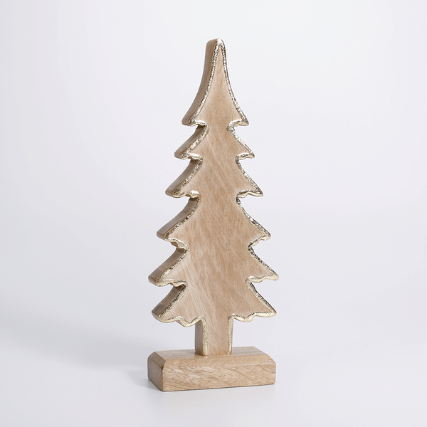 Deko Tannenbaum Aufsteller 30X12X5 Cm Beige Deko-Baum Aus Naturbelassenem Holz-image