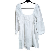 J.Crew Dress Womens Size Large White Long Sleeve Square Neck Fall Transitional 