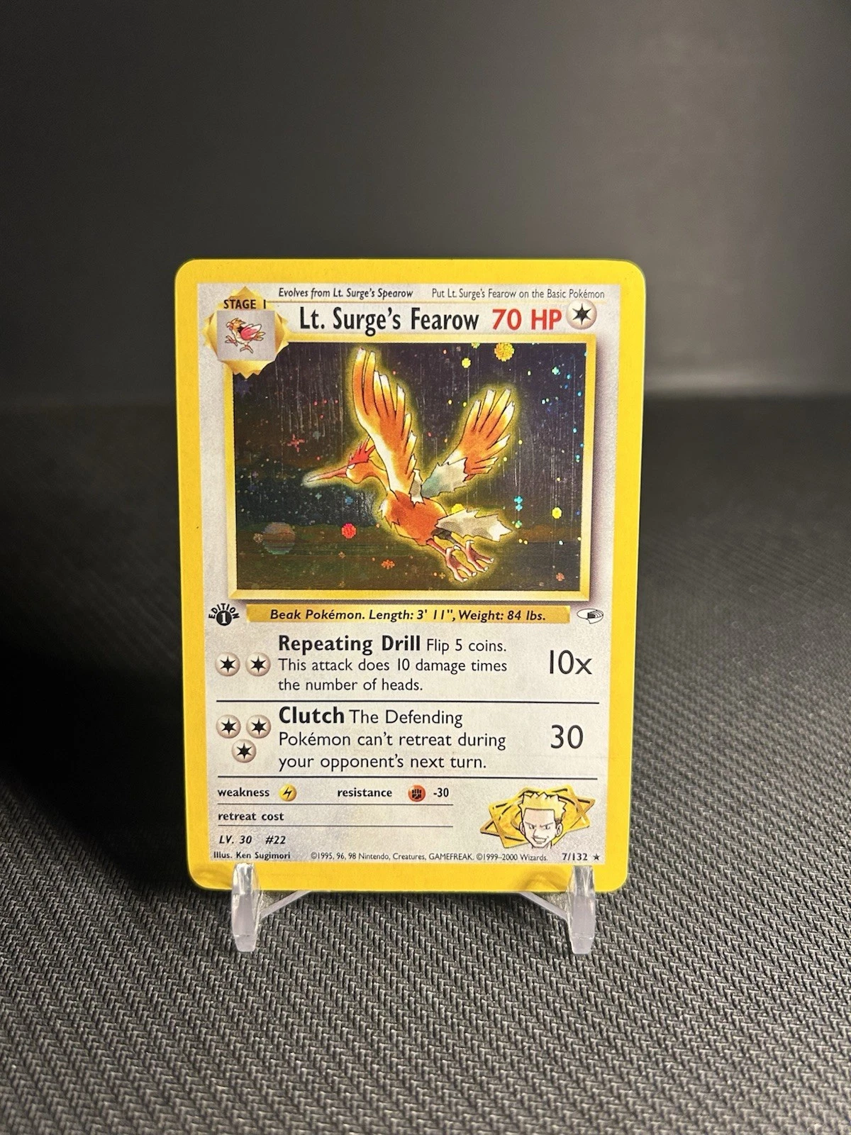 Pokémon TCG Lt. Surge's Fearow 7/132 1st Edition Gym Heroes Holo LP/LP-