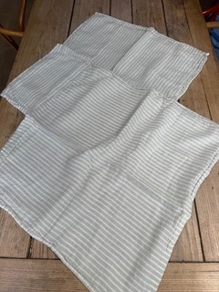 NEW SECRET LINEN STORE Grey White Stripe Pure Linen Large Square PILLOW CASE x 2