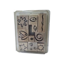 2001 Two Step Stampin Fresh Flowers Stampin Up Set of 9 Rubber Stamps
