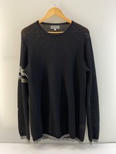 yohji yamamoto POUR HOMME Knit Sweater Lightweight Size 3 Alpaca Black HE-K04-