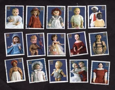 #3151 a-o Classic American Dolls Stamps, Used Set of 15, 32 cent, Off Paper