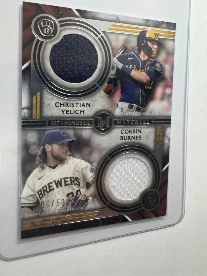 2022 Topps Museum Collection /50 Christian Yelich Corbin Burnes #DMMR-YB - Image 2 of 3