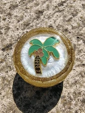 Palm Tree Gear Shift Knob 3/8-16 Thread Hot Rod  Metal Flake Gold With Pearl 