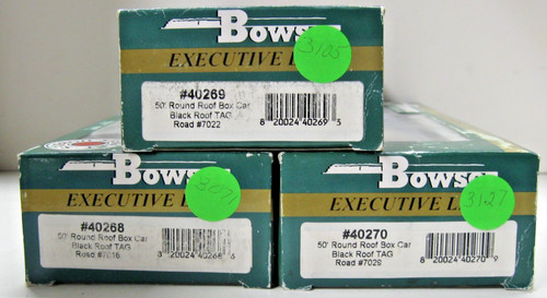 Lot of 3 HO BOWSER  50' Round Roof Box Car TAG All Diff RD#S 7029,7016, 7022 NEW | Condition: New