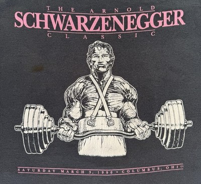 VINTAGE ARNOLD CLASSIC TSHIRT SCHWARZENEGGER 1990 BODYBUILDING GYM WORLD GOLDS