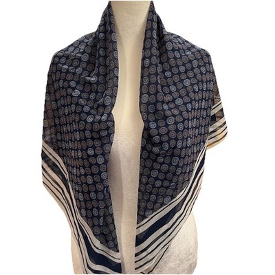 Jason Wu Target Chiffon Scarf Wrap Shawl White Navy Coin Print 43'' Square NWT