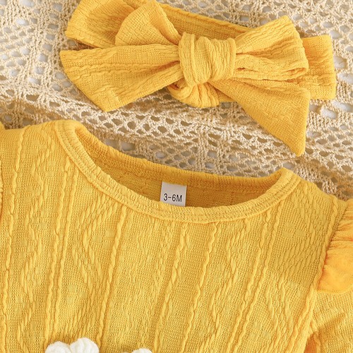 3PCS Infant Baby Girl Floral Ruffle Frill Romper Dress Headband Socks Outfit Set - Picture 22 of 27