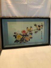 Quadro pannello da parete a forma di scatola raffigurante fiori e uccelli