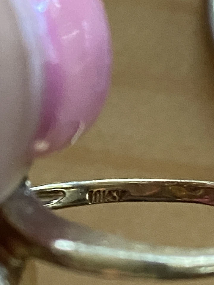 Винтажное кольцо из желтого золота 14 карат с двойным жемчугом размер 6,75 - Изображение 4 из 4