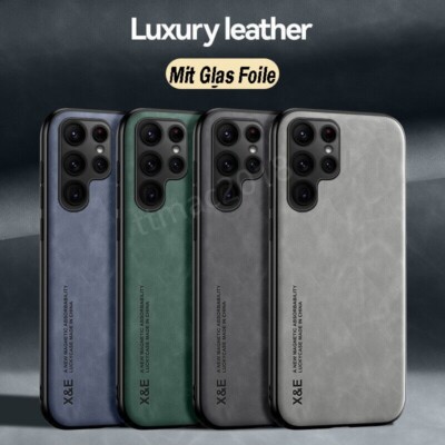 Magnetisch Leder Hülle+Glasfolie Für Samsung S25 S24 S26 S23 A56 A16 A55 Tasche