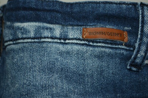 DSTRKT Denim Boys Skinny Moto Style Distressed Patched Blue Jeans Sz 11-12 - Picture 3 of 12
