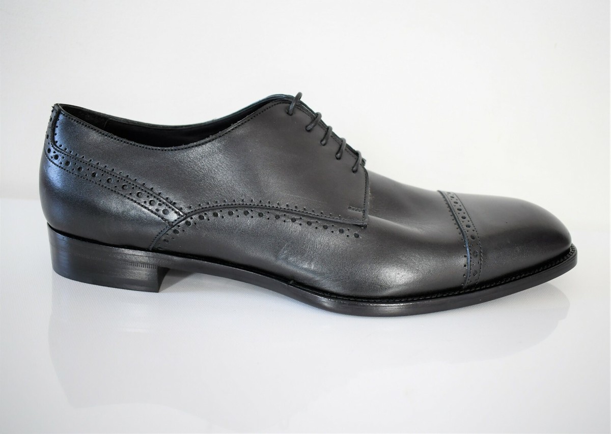 【今日の超目玉】 New ERMENEGILDO Oxford DERBY TOE CAP Leather Black ZEGNA 靴