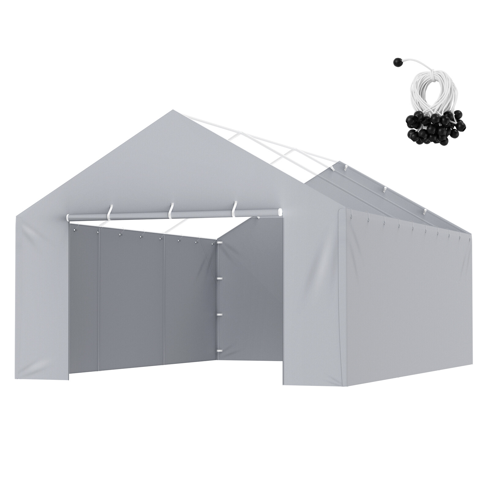 Toile d'auvent abri voiture haut de gamme bâche latérale grise 6,1x4 m durable