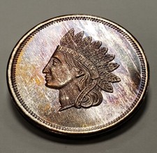 1 oz .999 Silver Round - Indian Head Design - PQ Rainbow Streak Toning - F4778 85.05 per troy oz