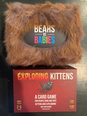 Lot of 2 Card Games Exploding Kittens + Bears vs Babies-both Complete EUC