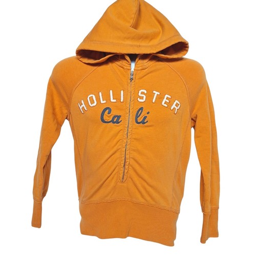 Hollister Youth Hoodie Size Large Orange Embroidered Full Zip Spell Out - Picture 2 of 5