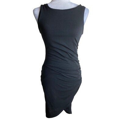 leith bodycon ruched dress Melrose and Market Leith Ruched Body-Con Sleeveless Dress in Black Women's  Sz XS
