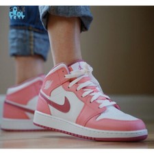 Nike Air Jordan 1 AJ1 Mid GS Coral Chalk White Pink Shoes DQ8423-616