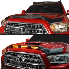 Front Hood Lightshield Bug Deflector w/Amber Led for 2016-2023 Toyota Tacoma