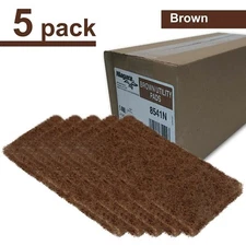 (5 Pack) 3M Doodleb Niagara 8541N Brown Scrub & Strip Utility Pads 4 5/8" x 10"