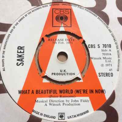 SAKER 'What a beautiful world (we're in now)' POP/PSYCH 1971 CBS DEMO