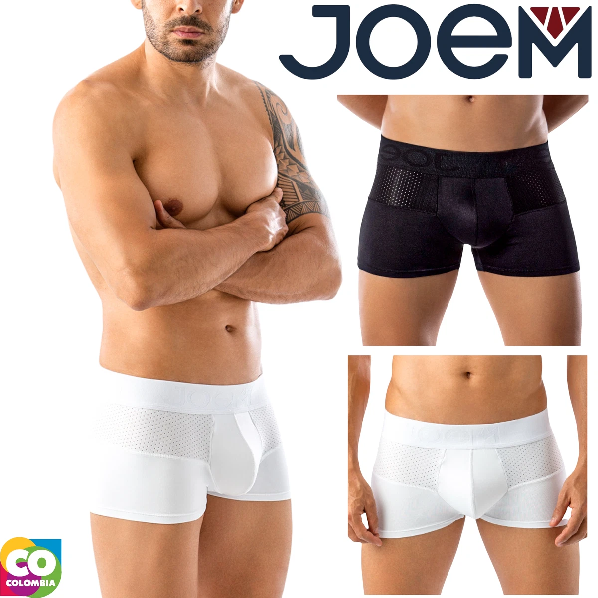 Joem Quick Dry Sexy Men Short Trunks Boxer Briefs with Pouch Mesh Side Panels