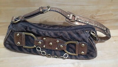 DAVID JONES: VINTAGE/NEVER USED Purse/Handbag BROWN/ZEBRA STRIPES SUEDE LIKE 