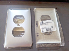 2 HUBBELL ALUMINUM Standard 1Gang Outlet Cover Duplex Receptacle Wallplate 83003