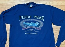 Vtg 90s Pikes Peak Colorado Hiking Nature Long Sleeve T-shirt Size XL