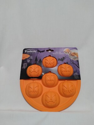 Trudeau Structure Silicone Jack-o'-lantern Cake/ Muffin/ Cupcake Mold 1/2 Dozen