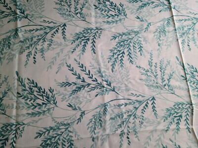 Mainstays White and Aqua Leaves Blue Fabric Tablecloth 60'' x 102'' Rectangle