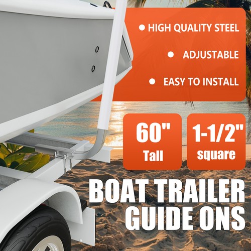 Pair 60" Boat Trailer Zinc-Plated Guide On Post Kit With PVC Poles Covers - Picture 2 of 24