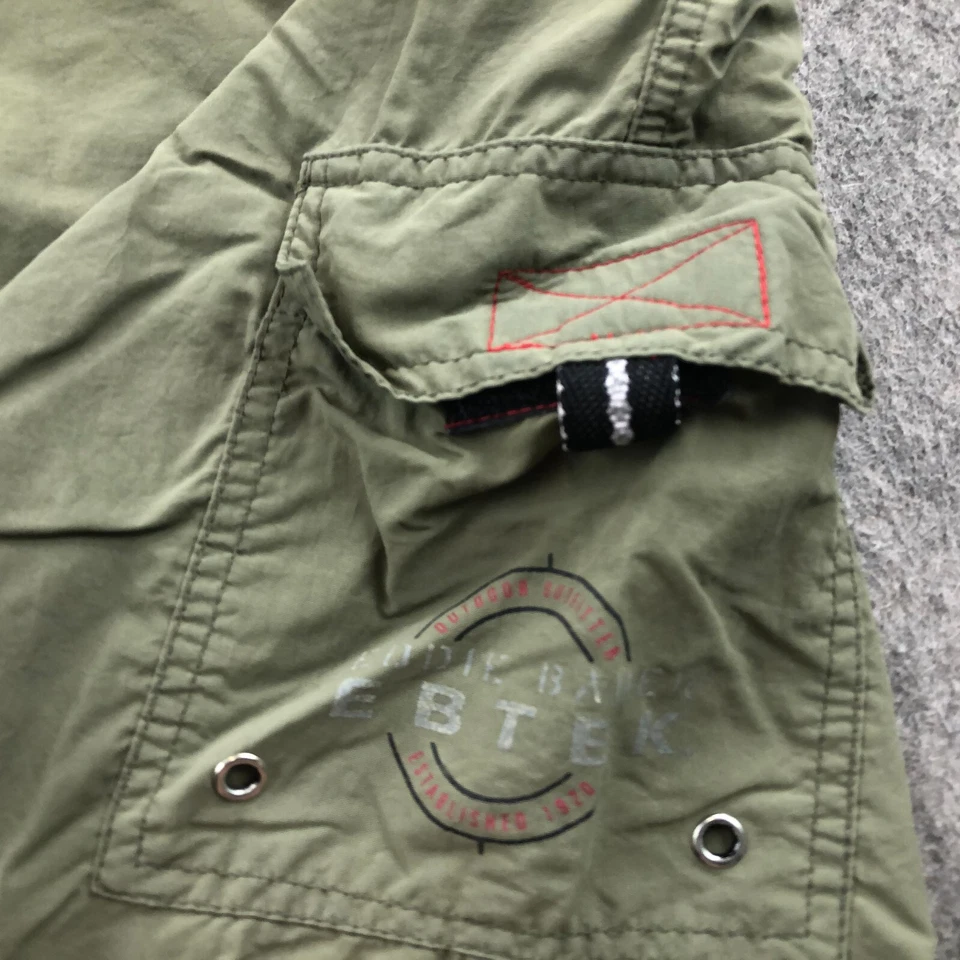 VTG Eddie Bauer Swim Trunks Mens Large Olive Green Netted Ebtek Hiking 8 Inseam* - Image 3 of 4