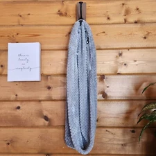 SHOLDIT Soft Plush Gray Convertible Infinity Scarf Hidden Safety Zippered Pocket