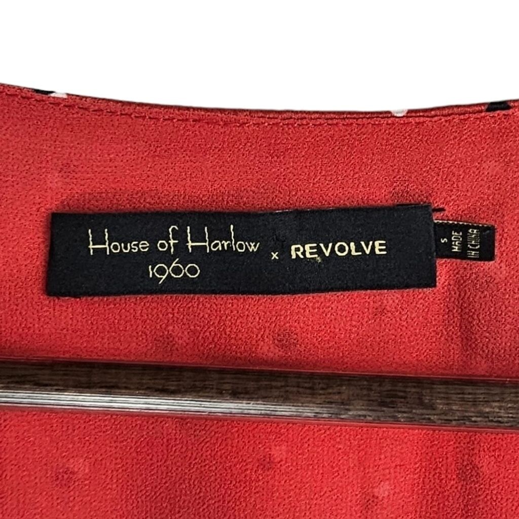 House of Harlow 1960 X REVOLVE Deep Neck Long Sleeve Vera Jumpsuit Red Dot Sz S image 5