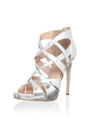 silver strappy platform heels