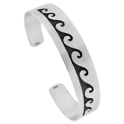 925 Sterlingsilber Welle Southwestern Hopi Design Manschette Armband 8 mm 7,25'' lang