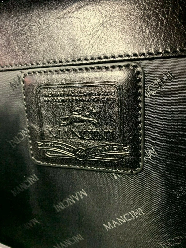Maletín para portátil de cuero italiano de lujo Mancini Leather Goods 95897 negro Foto 4 de 4