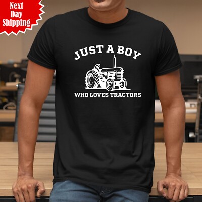 Farming Just A Boy Who Loves Tractors bedrucktes T-Shirt 100 % Baumwolle Sommer T-Shirt Top