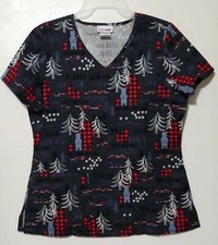Scrubstar "Plaid Pals" Women's V-Neck Print Scrub Top Multi Size S/CH