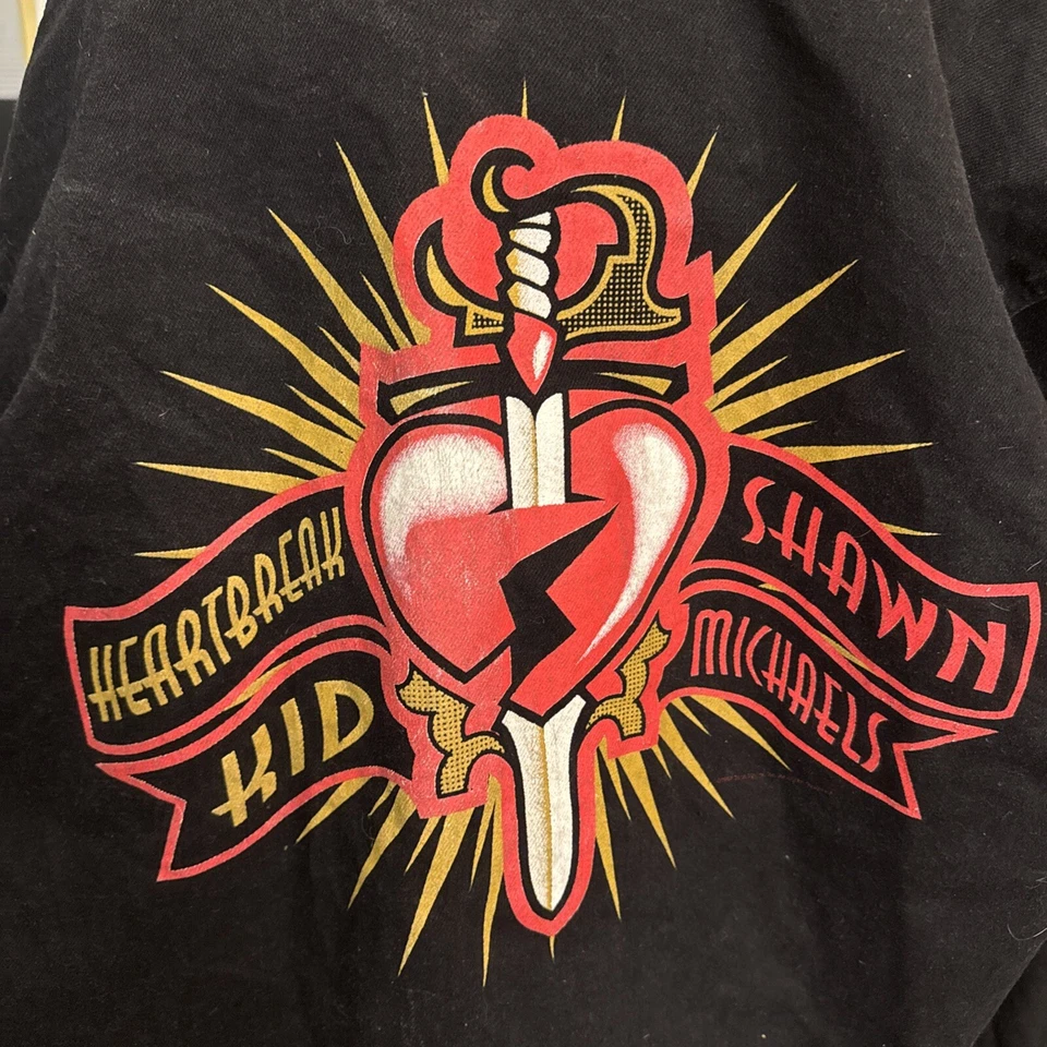 Jaqueta jeans vintage 1997 WWF Shawn Michaels HBK masculina GG preta ENVIO GRÁTIS! - Imagem 2 de 4