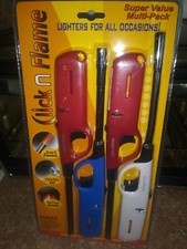 Click N Flame Lighters 4 Pk. Jet Flame, Flexible Shaft, Multiple Purpose * New!