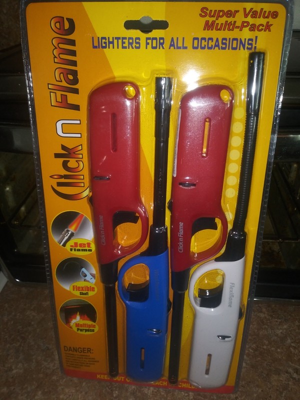 Click N Flame Lighters 4 Pk. Jet Flame, Flexible Shaft, Multiple Purpose * New!