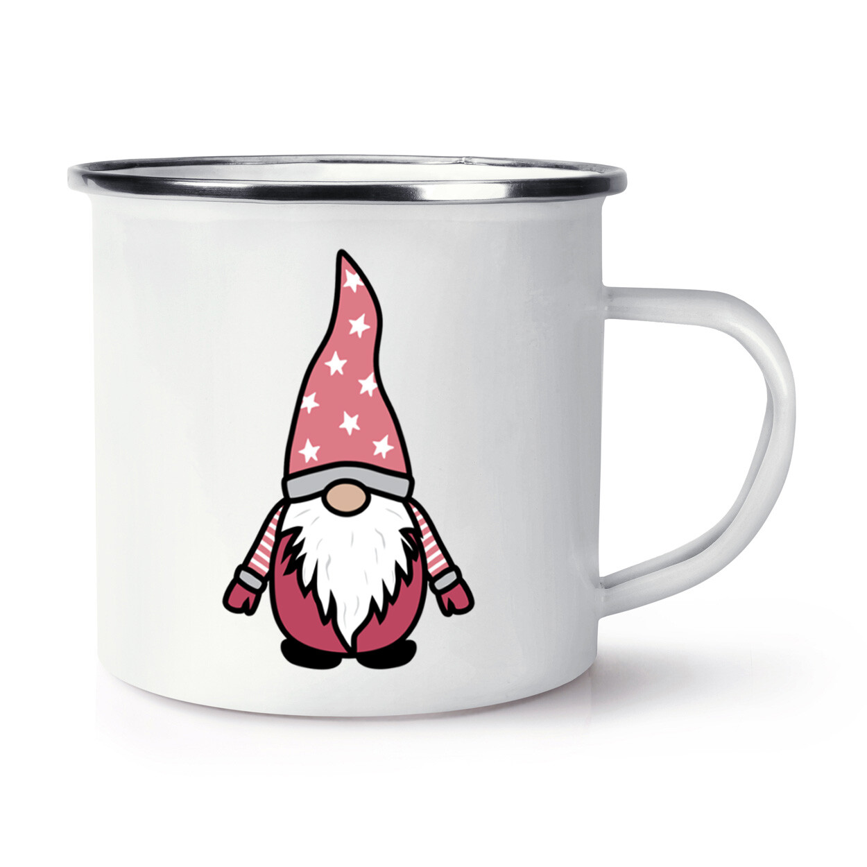 Gonk Gnome Pink Classic Scandi Enamel Mug Cup Cup Christmas Gift Funny