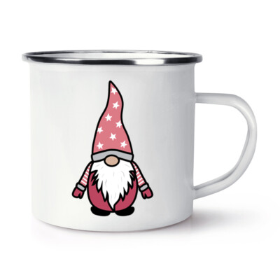 Gonk Wichtel rosa klassisch Scandi Emaille Becher Tasse Becher Weihnachtsgeschenk lustig