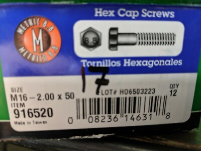 2 pk qty:12 ea. Metric Hex Cap Screws M16 - 2.00 x 40mm, and 50mm